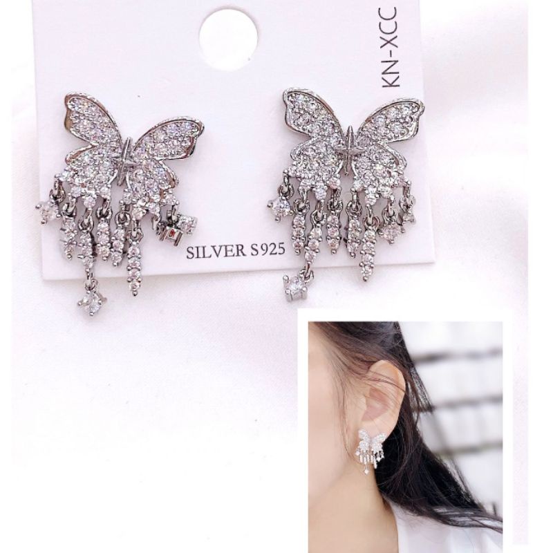 Anting Silver925 Perak Full Mata Kilau Anti Karat anti alergi anting premium berlian kilap S-85