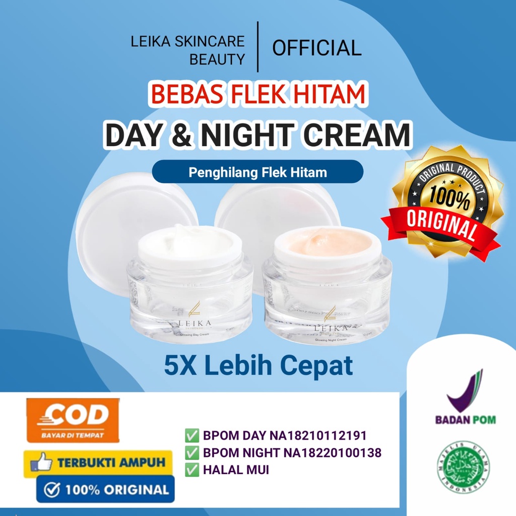 Paket Leika Skincare 2 In 1 Day Cream & Night Cream Ampuh BPOM Skincare