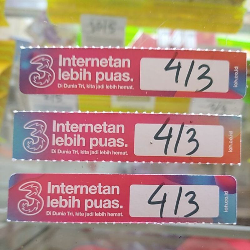 Voucher Tri 4 gb ( 3+1) 3 hari Kuota Lokal