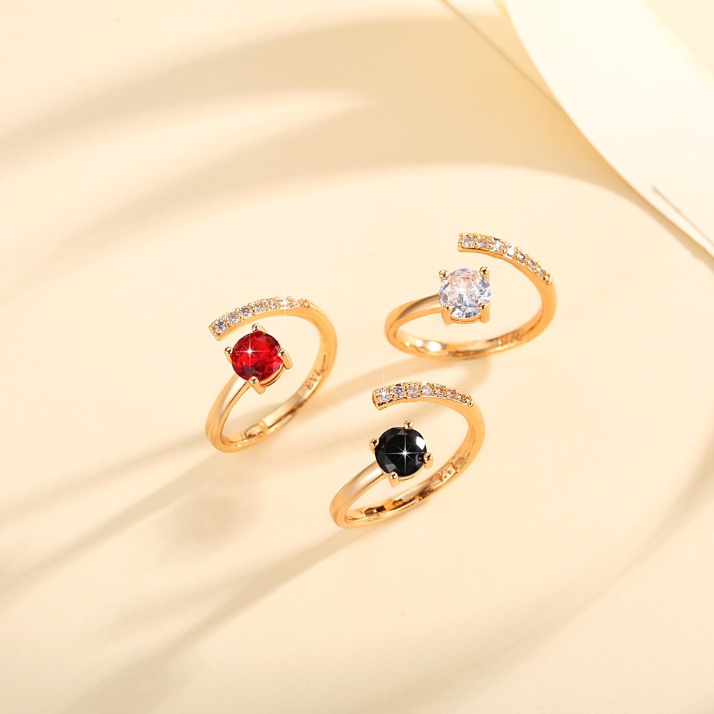 Y793 [COD✔]Cincin Lapis Gold Dengan Berlian Imitasi Dekorasi Batu Permata Fashion Aksesoris
