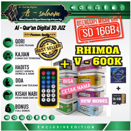 (BISA REQUEST NAMA) SPEAKER ALQURAN RHIMOA V - 600K 16GB REMOTE