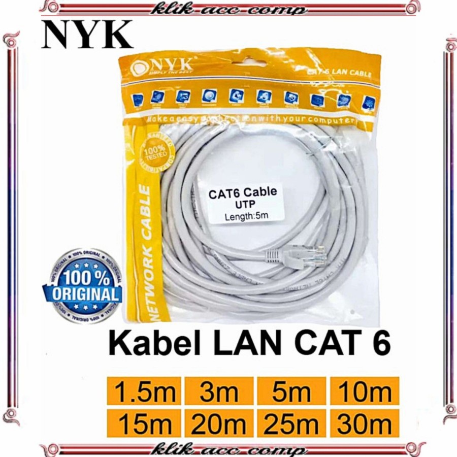 Kabel LAN 5m CAT 6 NYK / Internet Jaringan Cat6 UTP 5 M