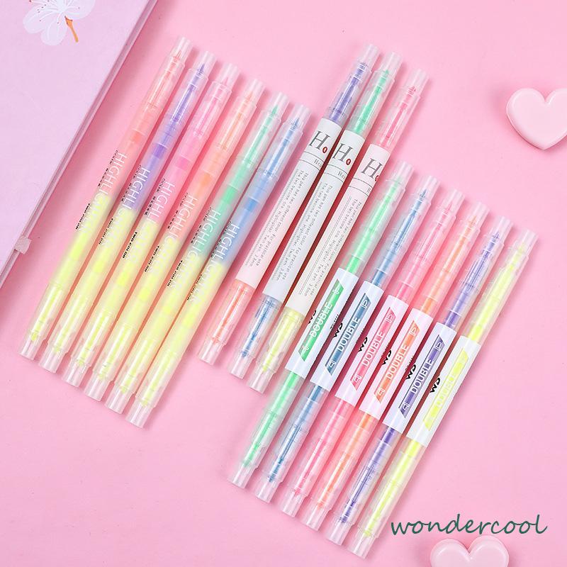 Spidol Berujung Miring Ber warna  Pena Stabilo Kreatif Berujung Ganda  Pena Stabilo Dua Warna Spidol Siswa-Won