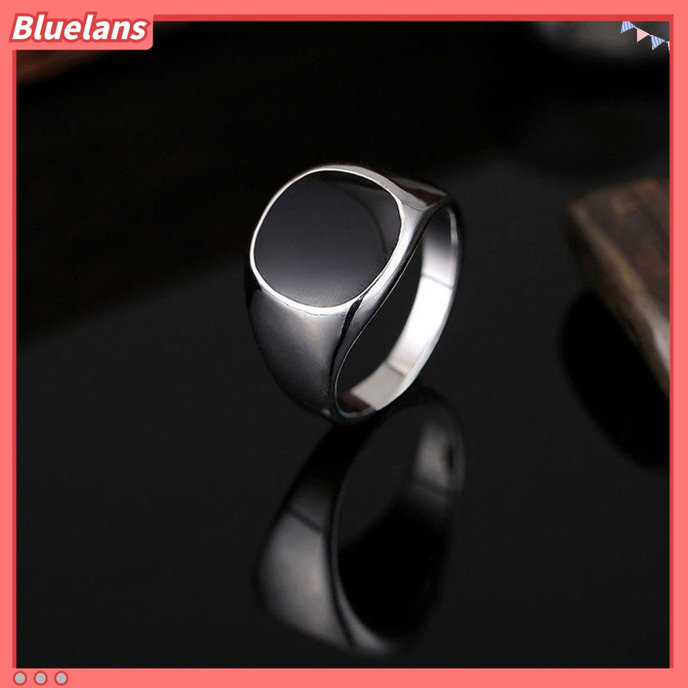 Bluelans Solid Polished Stainless Steel Band Biker Men Signet Ring Finger Jewelry Gift