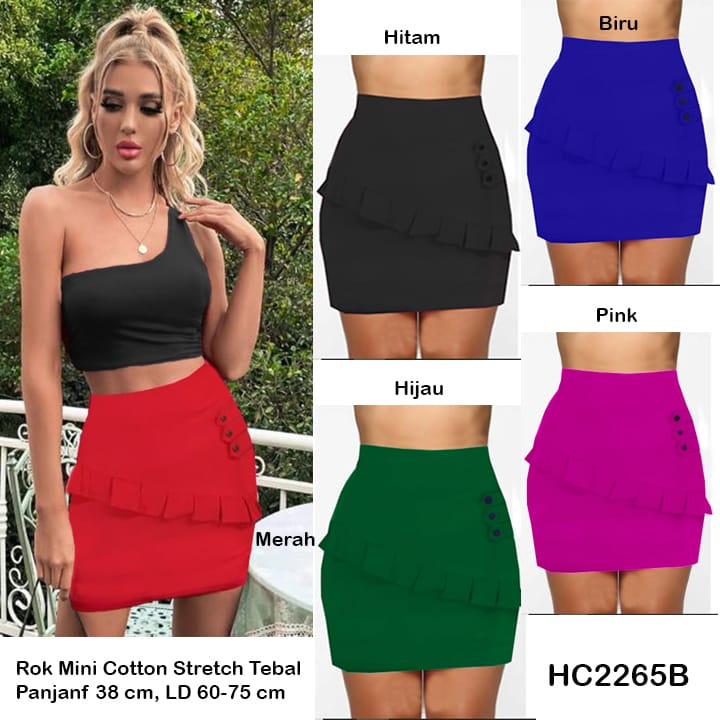 HC2256B Rok Span Mini Renda Depan Cotton Stretch Premium / Rok Pendek / Rok Mini / Rok Terbaru / Rok Mini / Rok Katun