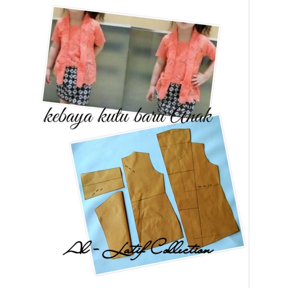 pola instan / pola jiplak KEBAYA KUTU BARU ANAK