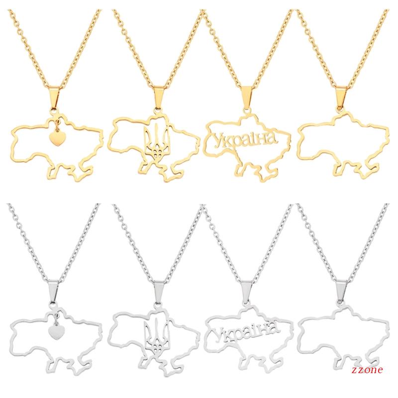 Kalung Choker Liontin Peta Ukraine Hati Untuk Hadiah