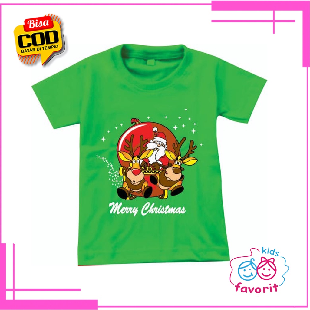 Favorit kids baju natal anak perempuan gambar santa claus | kaos natal anak umur 1 tahun - 10 tahun