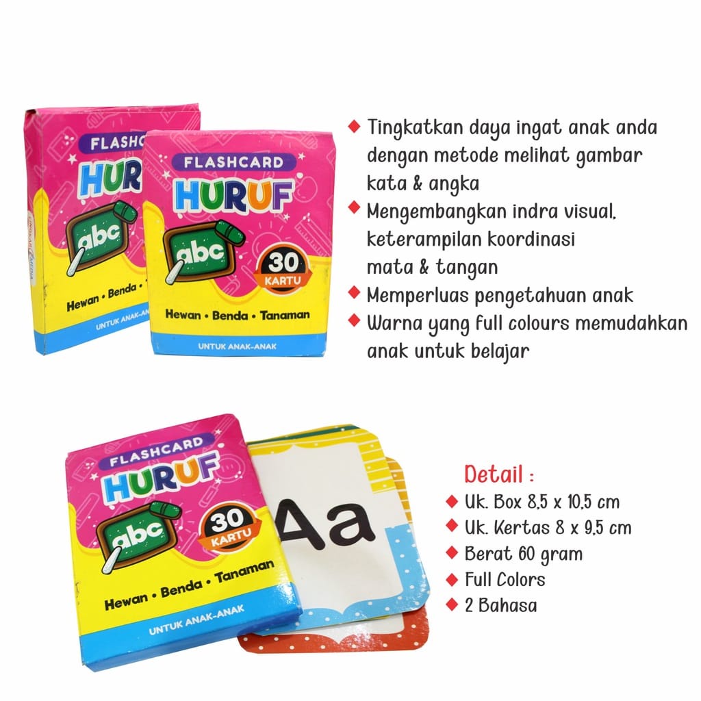 FLASHCARD FLASH CARD ISI 30 KARTU MAINAN EDUKASI KARTU PINTAR ANAK BALITA LENGKAP MENGENAL ANGKA HURUF HIAJIYAH