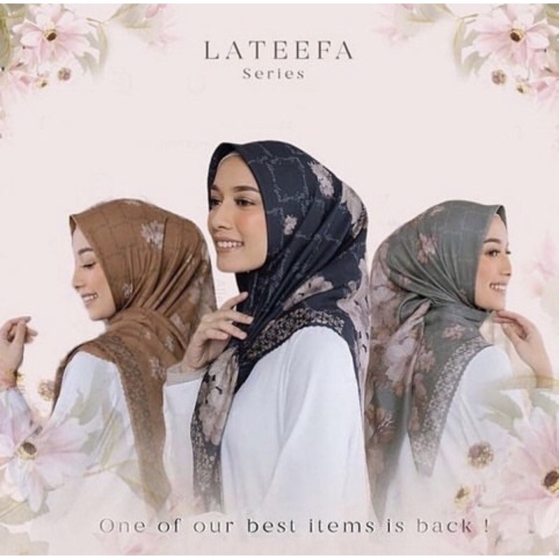 SASI - LATEEFA SERIES - HIJAB JILBAB SEGI EMPAT VOAL MOTIF PRINTING SCARF LASER CUT PREMIUM MOTIF BU