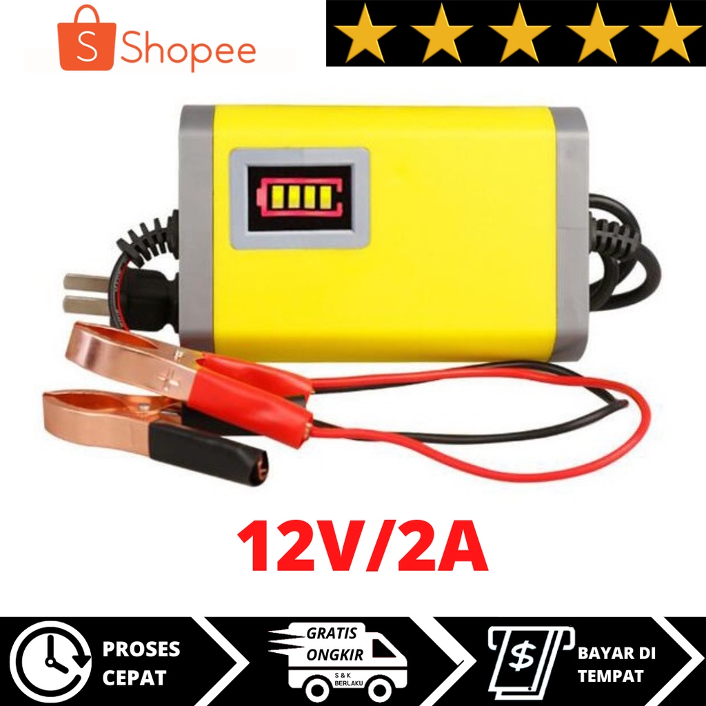 Jual Charger Aki 12V 2A Portable Mobil Motor Accu Charger Portable ...