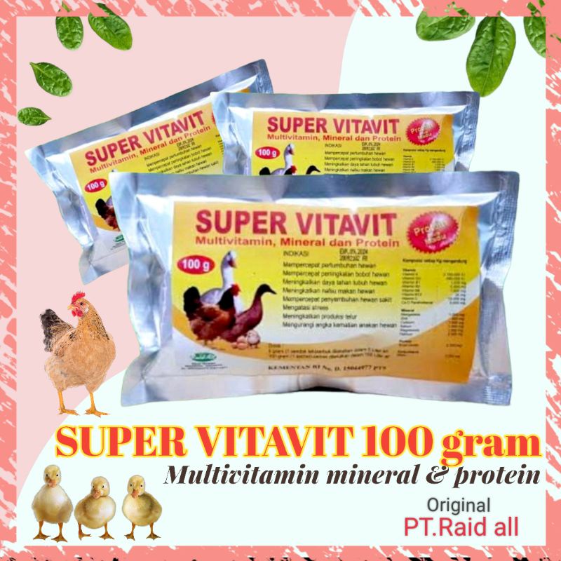 super vitavit 100 gram multivitamin unggas ayam bebek ayam petelur Raid all