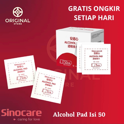 ALKOHOL SWAB SINOCARE ALKOHOL PAD TISU SWAB ISI 50 PCS