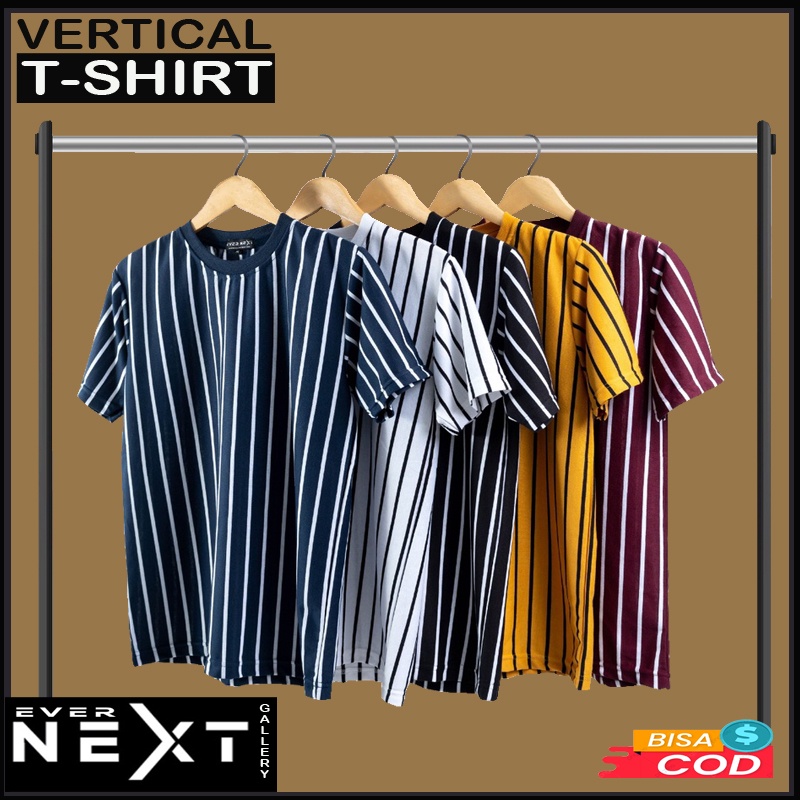 Kaos salur stripe garis vertical zebra unisex pria wanita kualitas distro terbaru model trendy masa kini kaos belang garis vertikal big size M L XL XXL unisex oppa korea style