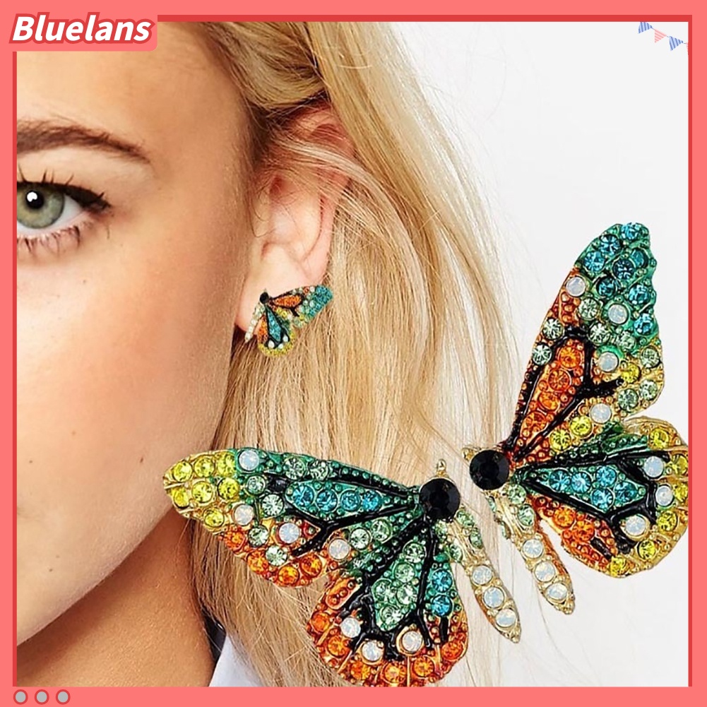 Bluelans Fashion Women Multicolor Rhinestone Butterfly Ear Stud Earrings Party Jewelry