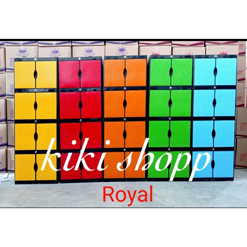 lemari plastik susun 4 rotan full kunci queen royal susun 4