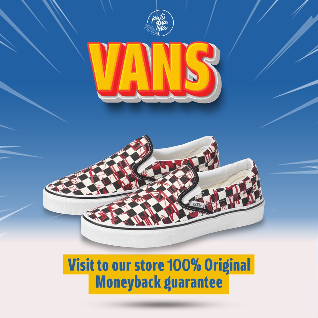 V NS Slip ON Classic Crew Checkerboard / Red / Vans Original