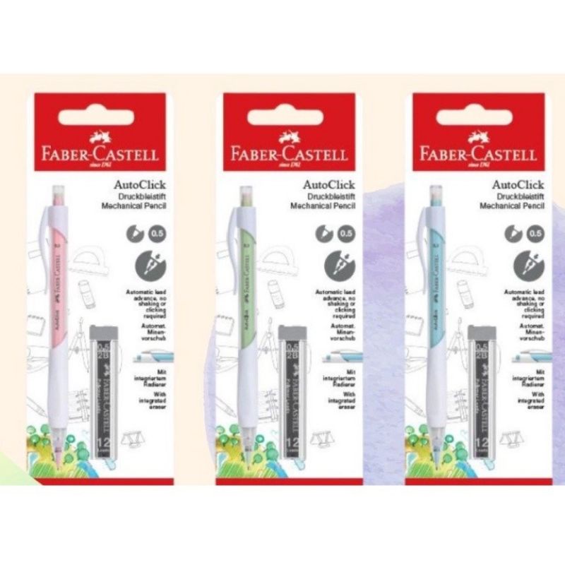 

Pensil Mekanik Autoclick 0.5mm Faber Castell + Refill White Blister