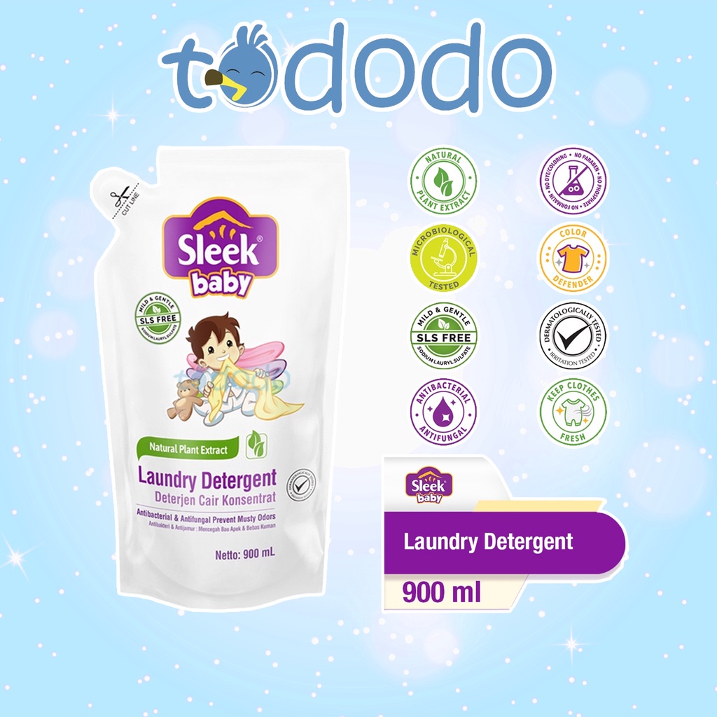 Sabun Cuci Pakaian Bayi Sleek Baby Laundry Detergent Pouch 900ml