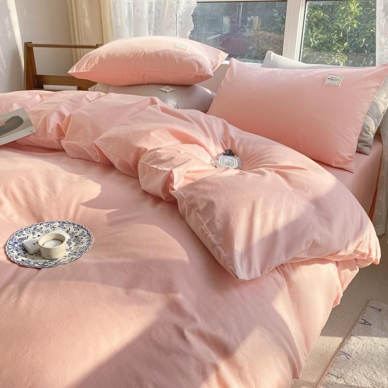 Sprei Estetik Polos Tanpa Embos Pastel Peach Ukuran 120x200 160x200 180x200 Bahan Polymicro Murah