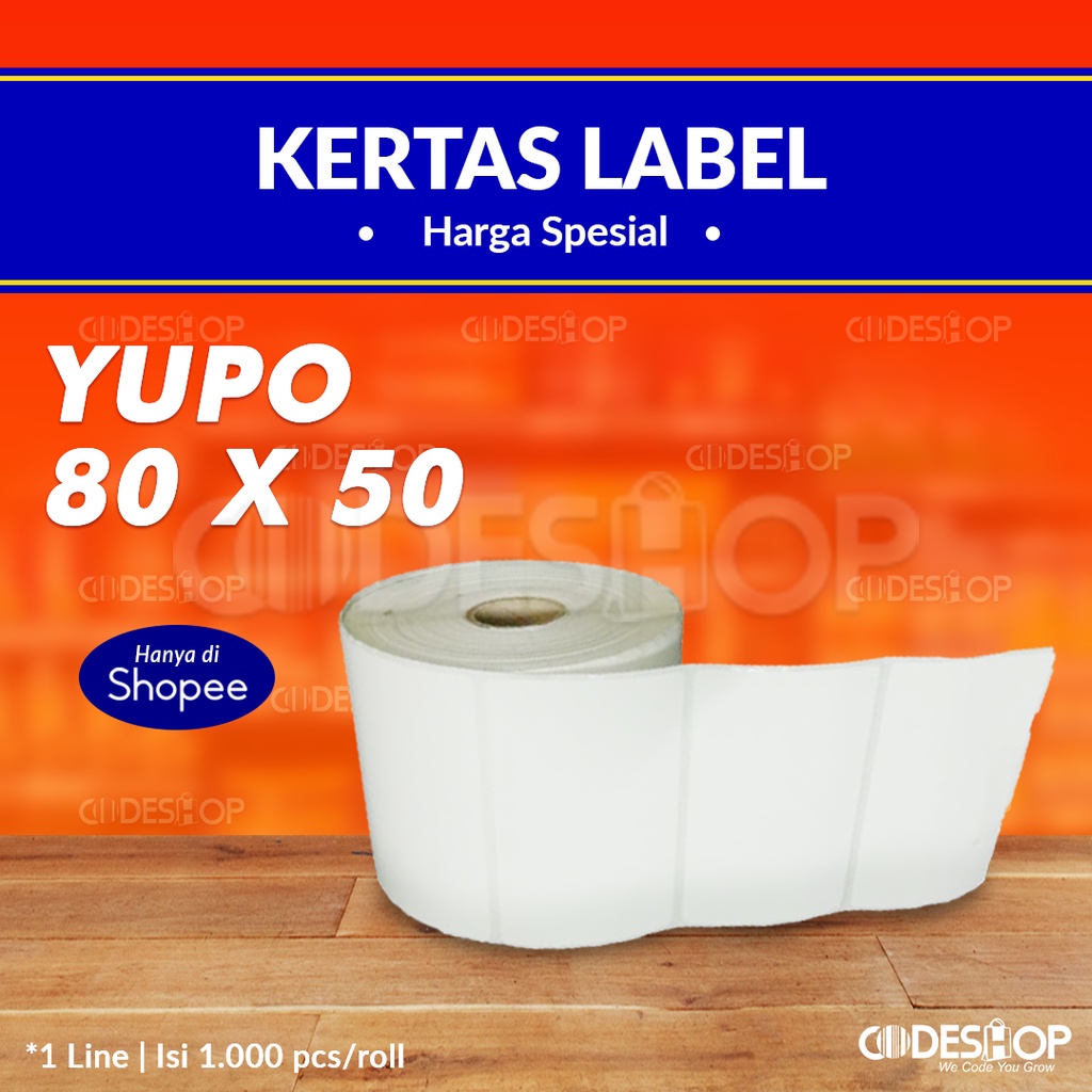 Label Yupo 80 x 50 mm Sticker 80x50mm 1 Line