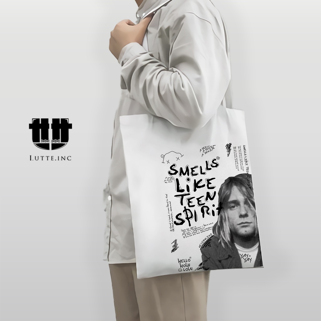 TERBARU Totebag Kanvas Curt Cobain Nirvana Tote bag Premium Lutte.Inc