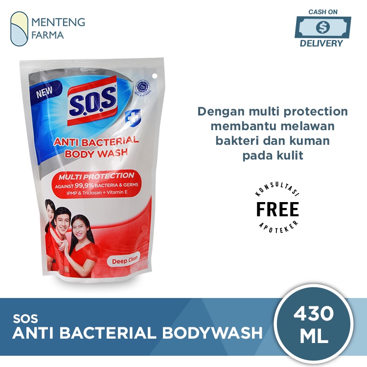 SOS Anti Bacterial Body Wash Deep Clean 430 mL - Sabun Mandi Cair Antibakteri