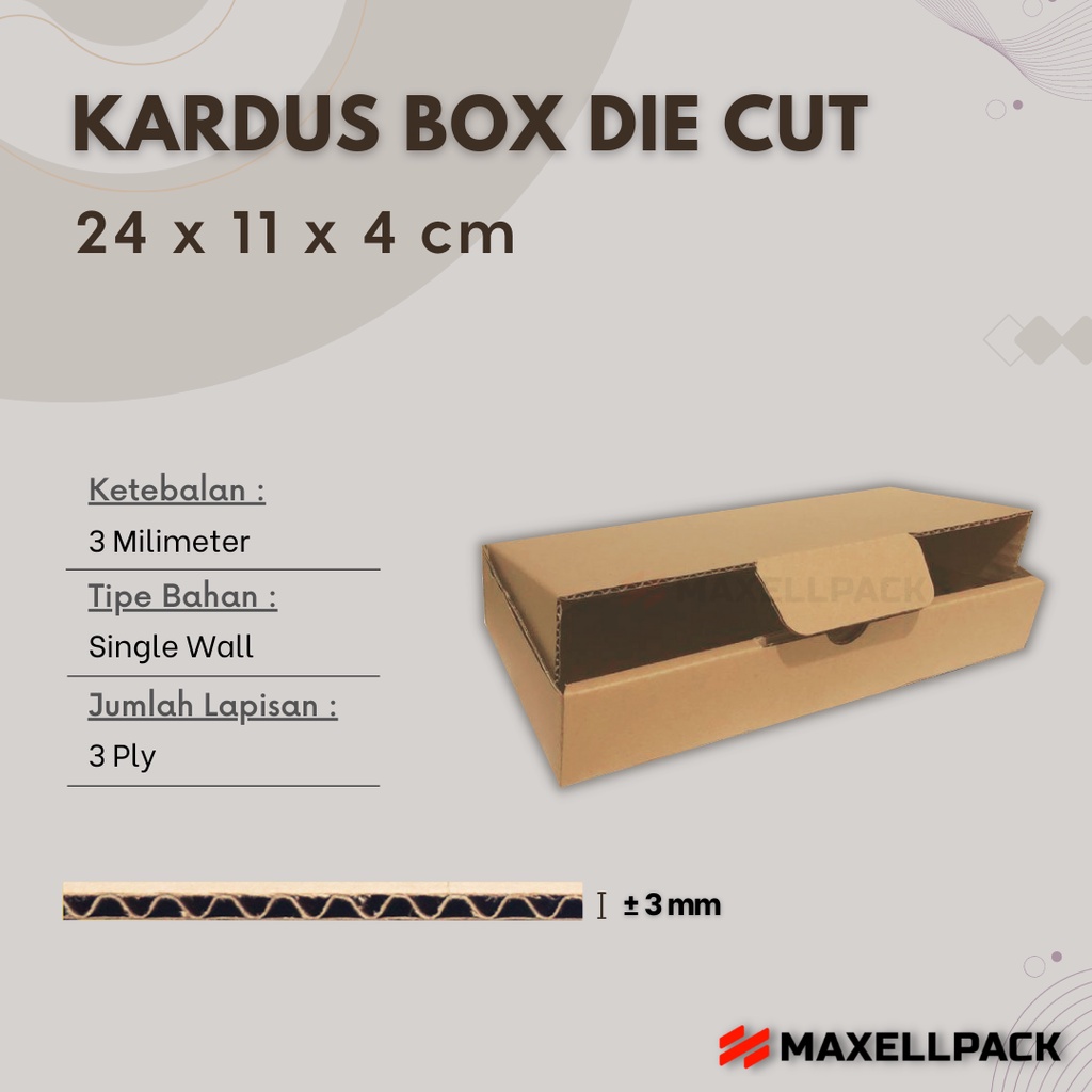 

Kardus Box Die Cut 24x11x4 CM Dus Packing Packaging Polos