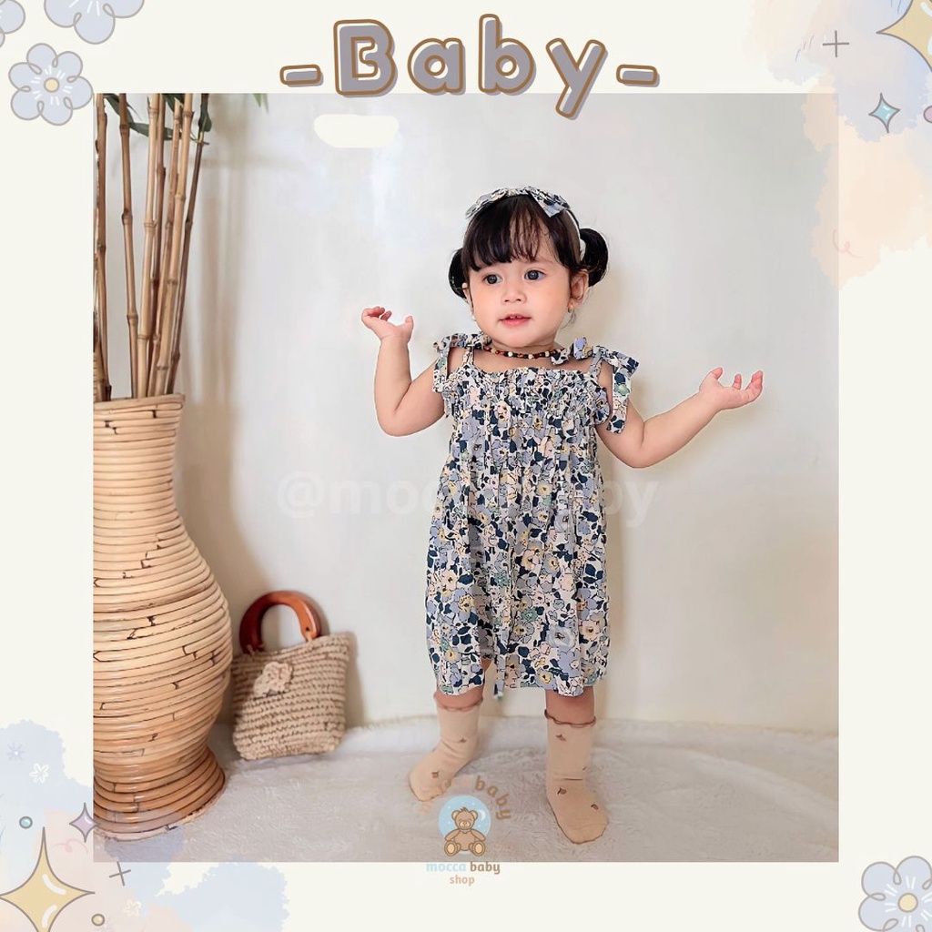 MBSS - BBB DRESS OLIVYA dress anak perempuan bayi motif bunga lucu free headband