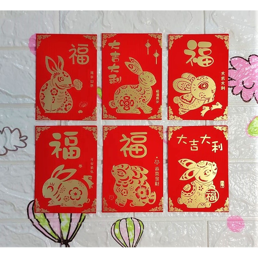 

Angpao Imlek Shio Kelinci Terbaru LL2023 Premium | Angpao Kertas Bahan Artpaper Isi 6 Mix Motif Premium Mengkilap