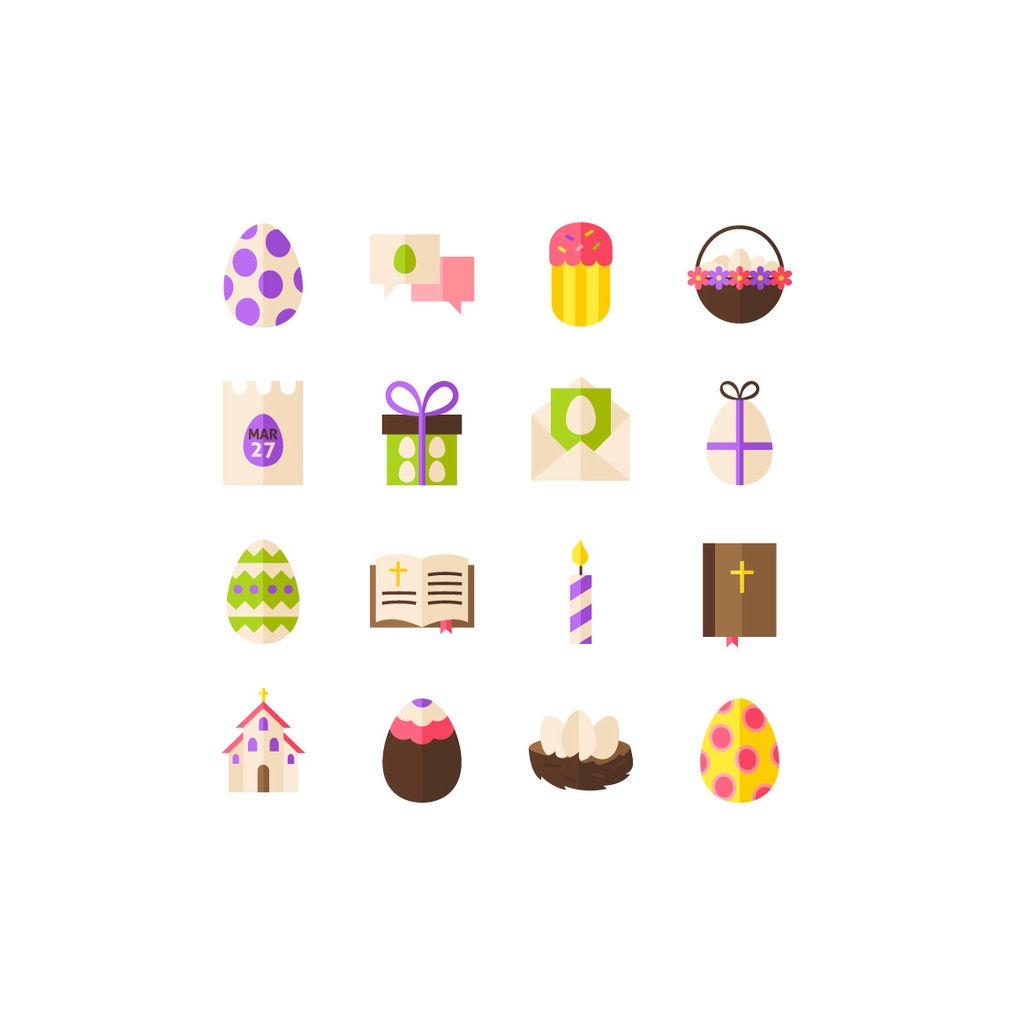 Happy Easter Vector Isolated Objects