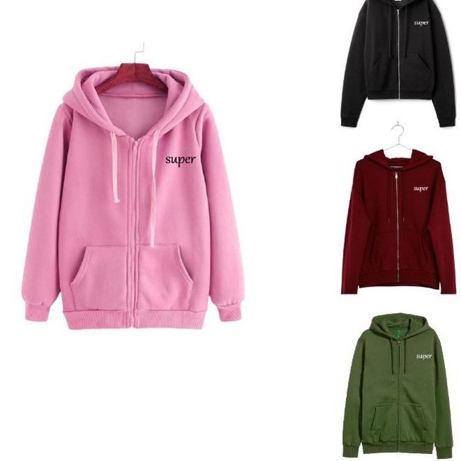 Sale DaveCollection - Jaket Hoodie Wanita Babyterry Size L - XL SUPER AK151