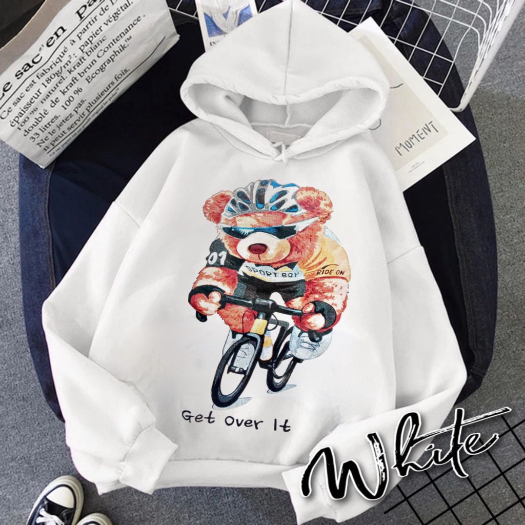 Damai fashion jakarta - baju sweater HOODIE wanita OVERSIZE WHITE banyak pilihan gambar - konveksi baju murah