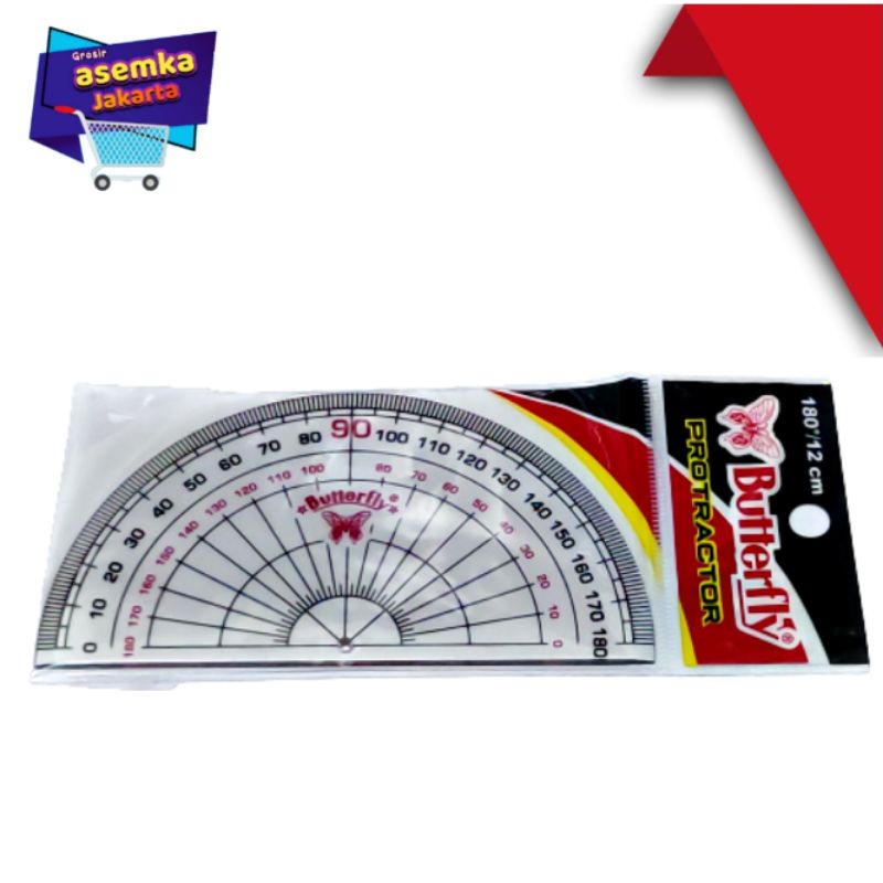 Penggaris Butterfly Protractor 180°/12cm dan 10cm isi 12 pcs