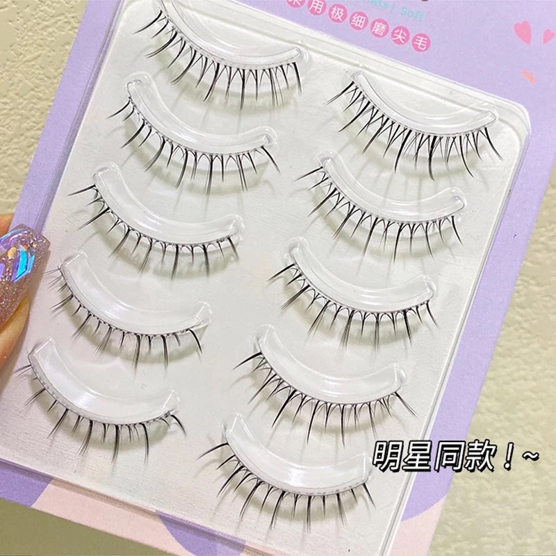 F83 - 5 PASANG FAIRY LASHES DOUYIN NATURAL Transparent Band Hybrid False Eyelashes Light Volume Makeup 3D Fake Eyelashes  Short Eyelash