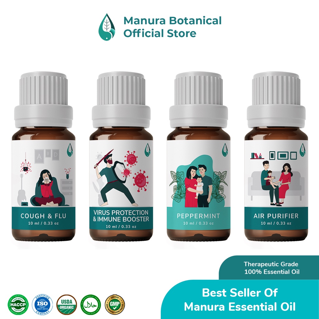 MANURA ESSENTIAL OIL TANPA KIMIA SINTETIS UNTUK OIL DIFFUSER AROMATHERAPY CERTIFIED ORGANIC THERAPEUTIC GRADE