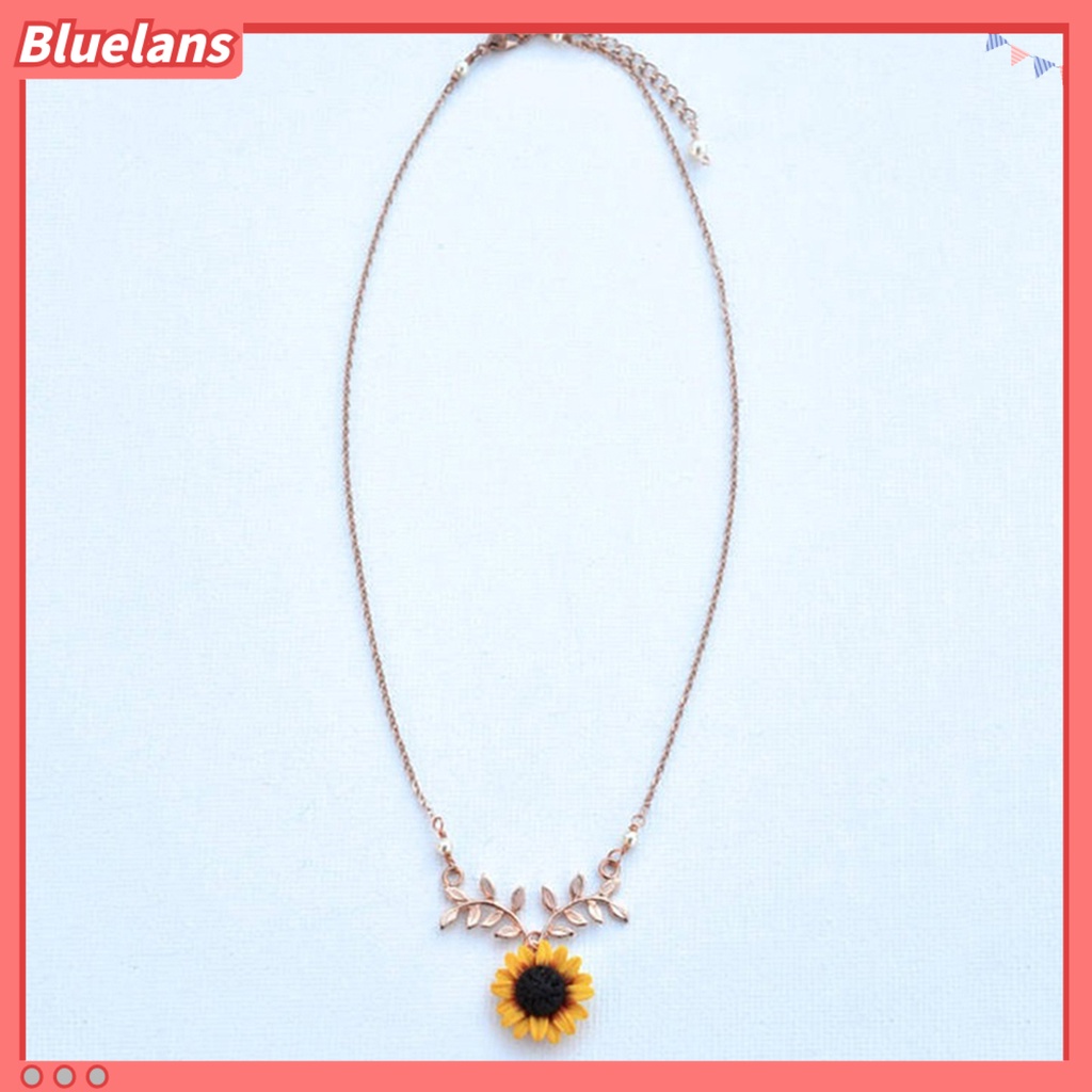 Bluelans Leave Shape Sunflower Pendant Alloy Luxury Choker Necklace