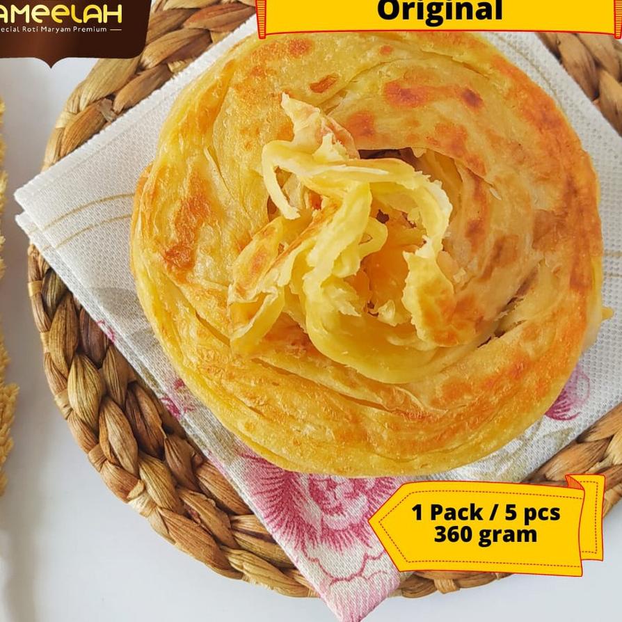 

ROTI MARYAM ORIGINAL / ISI 5 PCS / ROTI CANAI / CANE / FROZEN FOOD / MAKANAN BEKU / CAMILAN SNACK / CANAI FROZEN / MURAH / ROTI MARYAM JAMEELAH SURABAYA