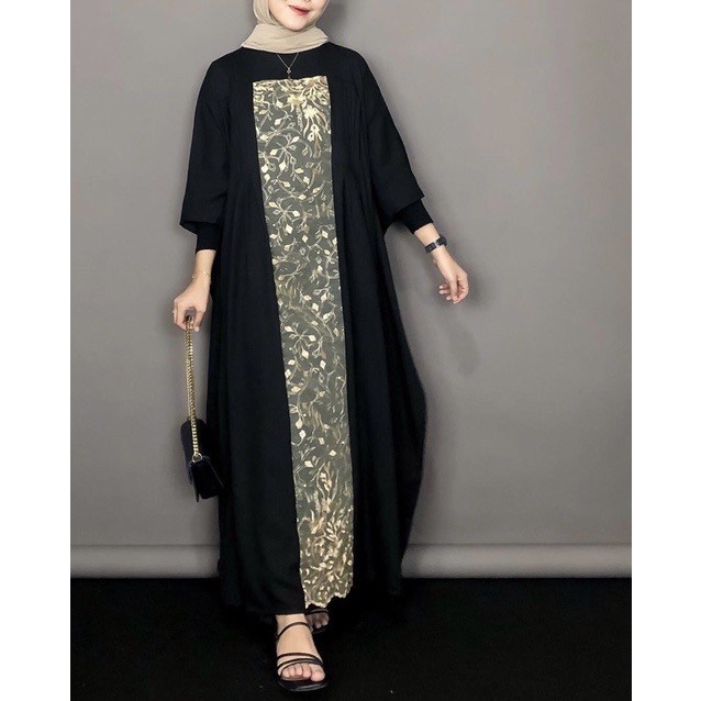 PROMO KAFTAN KANAYA KAFTAN NEW 2022 - Hitam, all size MURAH TERBARU DEWASA RINJANI BATIK KONDANGAN T