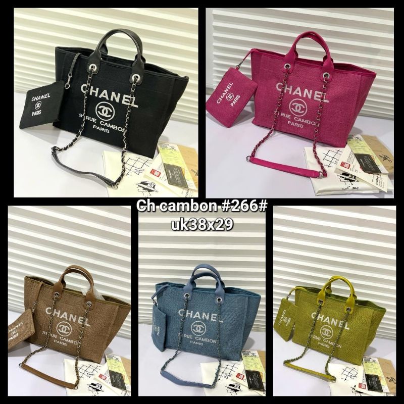 tas fashion tote kanvas Cenel chambon set dompet