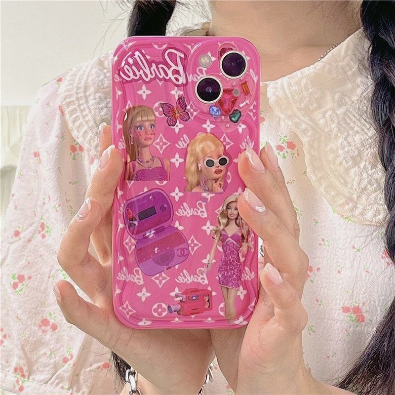 Soft case Silikon Desain Boneka pink Untuk Iphone 13 12 11pro max xs xr trwdf