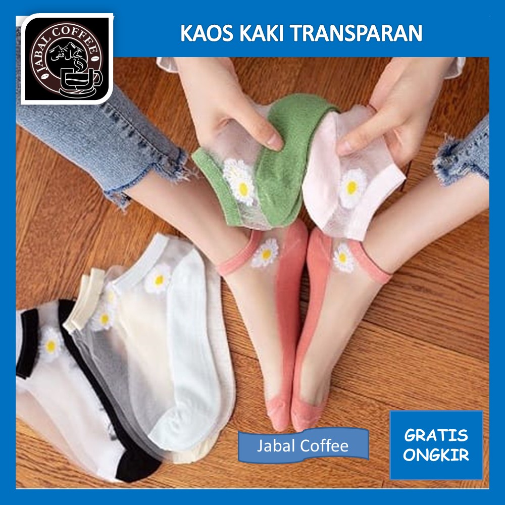 Kaos Kaki Wanita Pendek / Kaos Kaki Transparan Motif Bunga / Kaos Kaki Fashion Anak Dan Dewasa