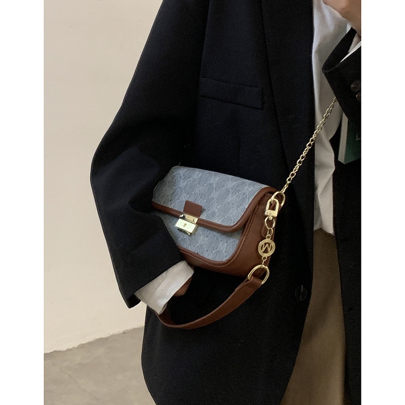 Suhao denim bag wanita 2021 baru trendi fashion abad pertengahan tas ketiak niche all-match in small square bag messenger bag