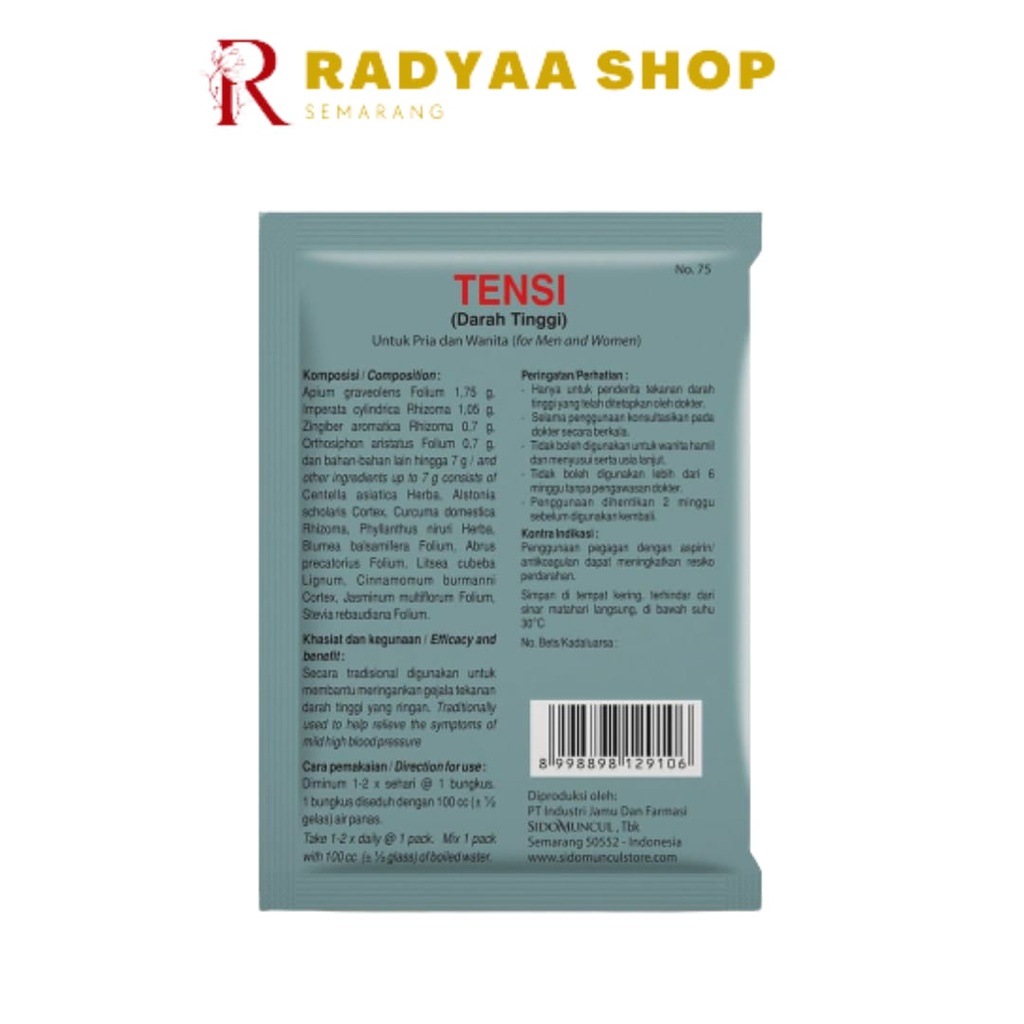 Jamu Tensi Meringankan Tekanan Darah Tinggi Sido Muncul