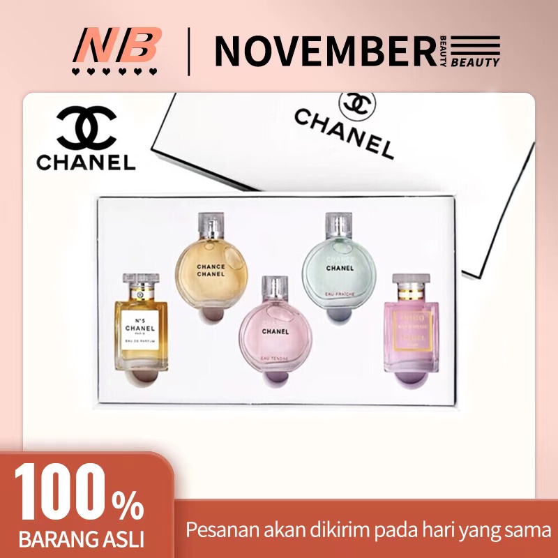 [ Gift Set Box ] Chanel Parfume Miniature 7.5ML*5 Box Hitam 5in1(BLACK/WHITE)