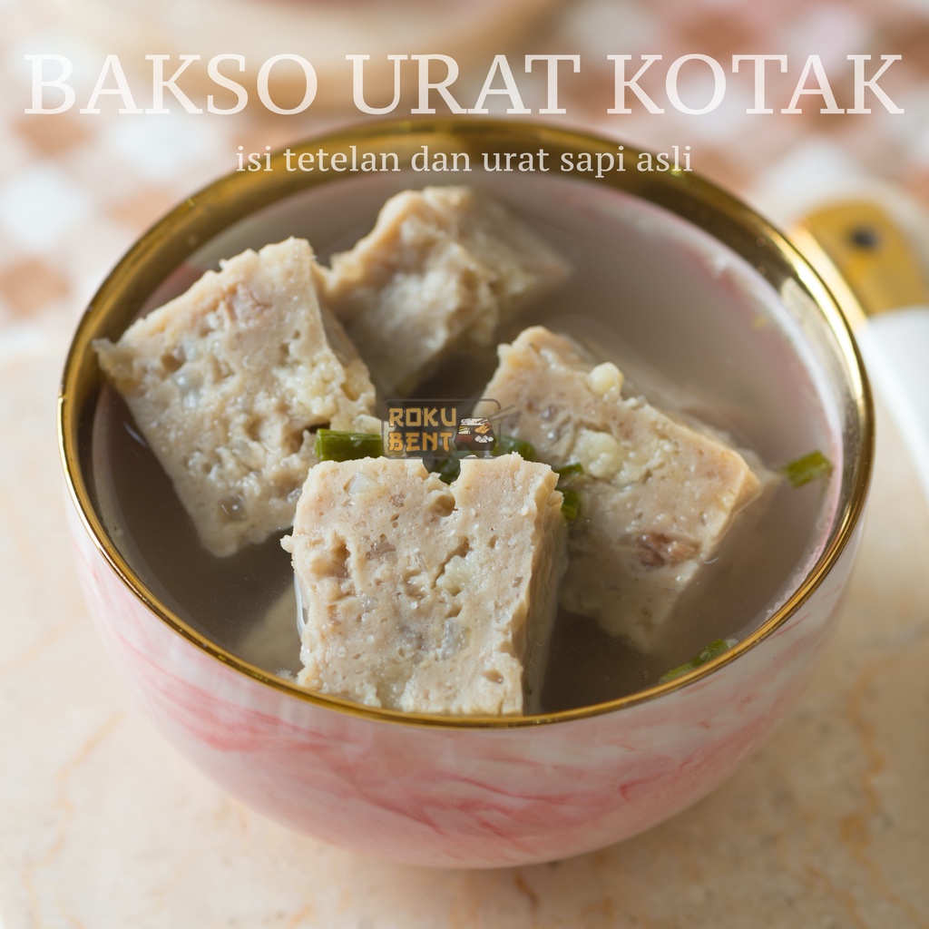 Bakso Urat Kotak Roku Bento isi 10 Pcs - Homemade Baso Sapi Siap Masak Tanpa MSG