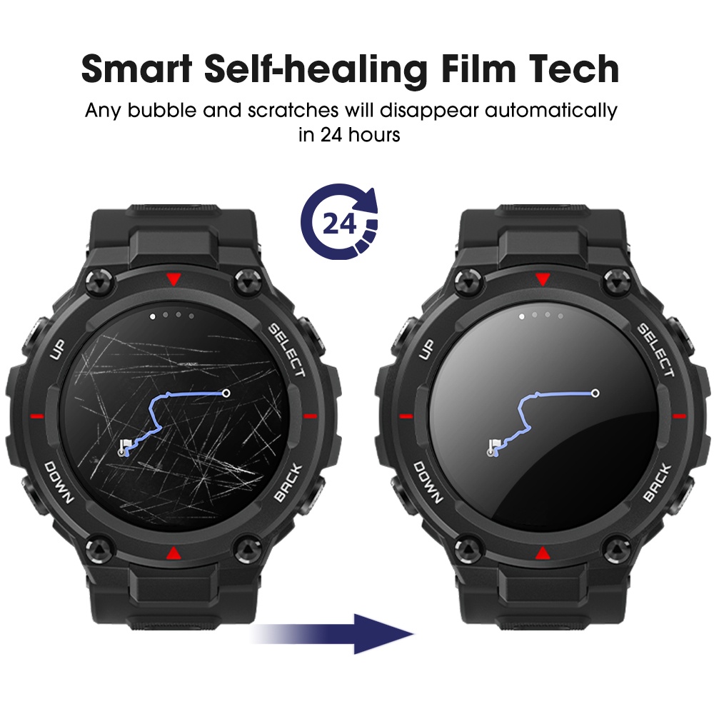 Film Pelindung Layar Anti Gores Bahan TPU Hydrogel Untuk Smartwatch Amazfit T-Rex / T-Rex2