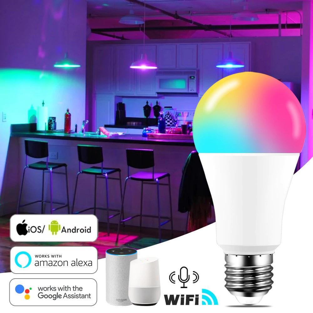 Bola Lampu E27 Smart LED Bola Lampu Pintar Tuya Wireless, Bluetooth10W, Bola lampu Yang Berubah Warna