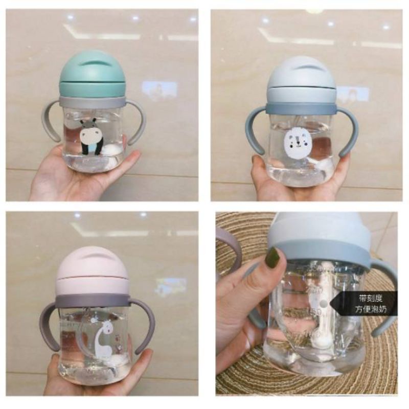 Botol Sedotan anak training cups 360° Sippy Straw Cup With Handle Botol Sedotan Bayi Dan Anak