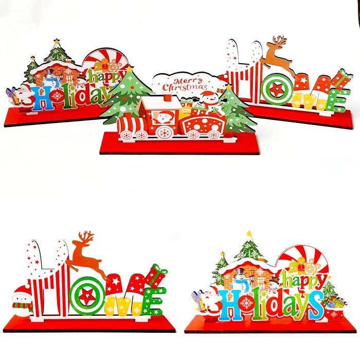 Hiasan Natal Pajangan Kayu Merry Christmas Holiday HOME Hiasan Natal Kado Christmas Harga Grosir Termurah